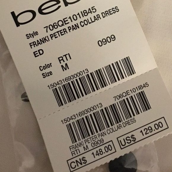 NWT $129 bebe | Silk | Franki | Peter Pan Collar Hearts Dress | Size M - Picture 16 of 16